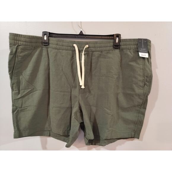 No Boundaries Other - No Boundaries Mens Cotton Linen Shorts 3XL Green Elastic Waist Drawstring Casual